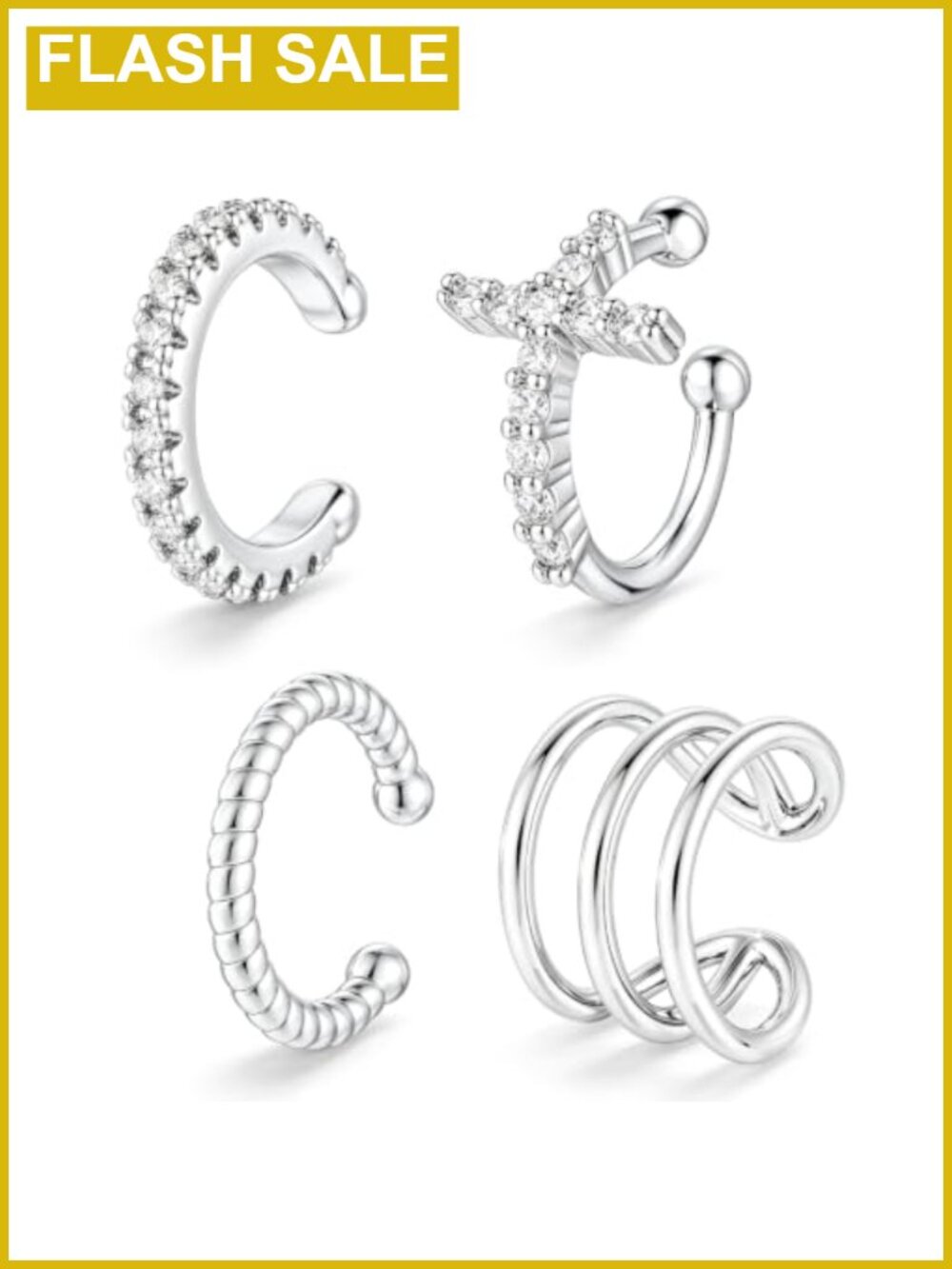 14K Gold Plated Ear Cuffs Non Piercing Adjustable Women Jewelry Set